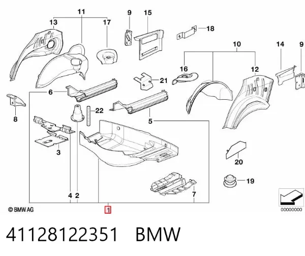 Днище багажника/ніша запасного колеса 41128122351 BMW