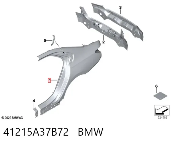 Крило заднє праве 41215A37B72 BMW