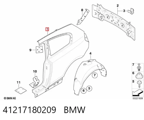 Крило заднє ліве 41217180209 BMW