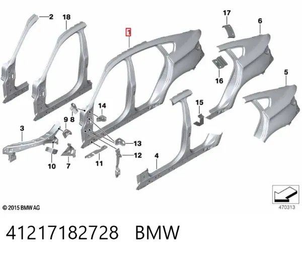 Поріг зовнішній правий 41217182728 BMW