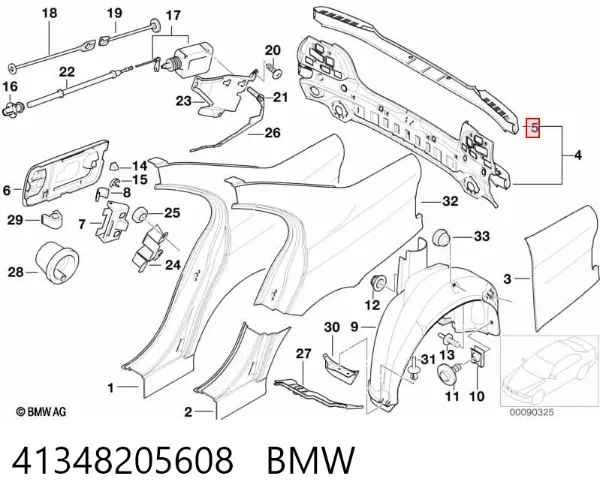 Панель задня, багажного відсіку 41348205608 BMW