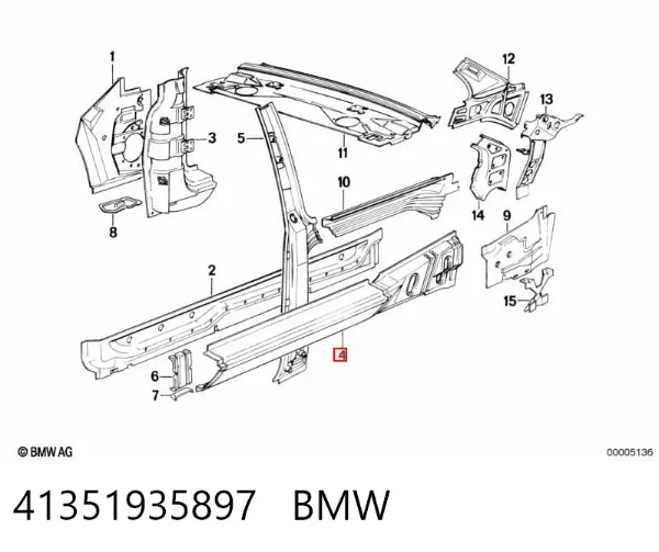 Поріг зовнішній лівий 41351935897 BMW
