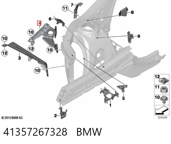 Кронштейн-адаптер кріплення фари передньої, правої 41357267328 BMW