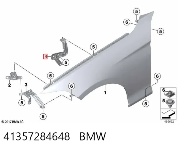 Кронштейн кріплення крила переднього правого, задній 41357284648 BMW
