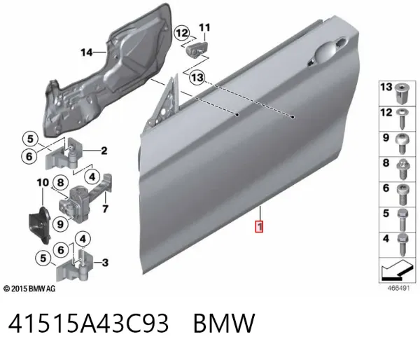 Двері передні ліві 41515A43C93 BMW