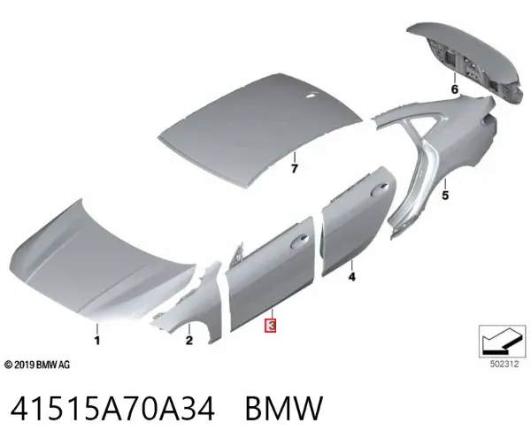 Двері праві передні 41515A70A34 BMW