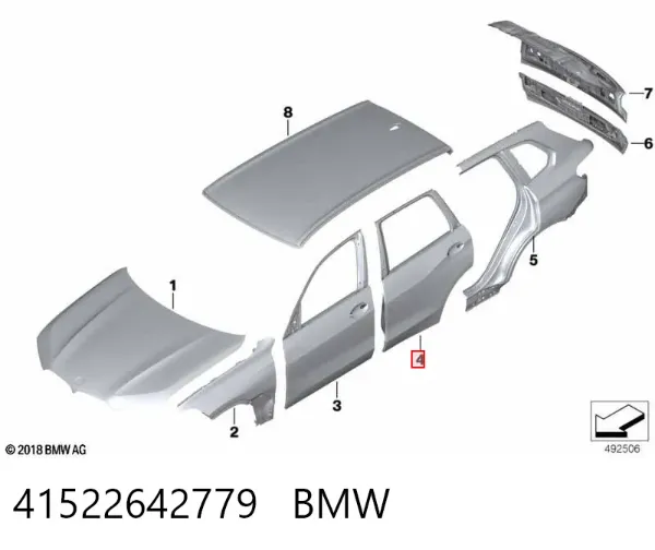 Двері задні, ліві 41522642779 BMW