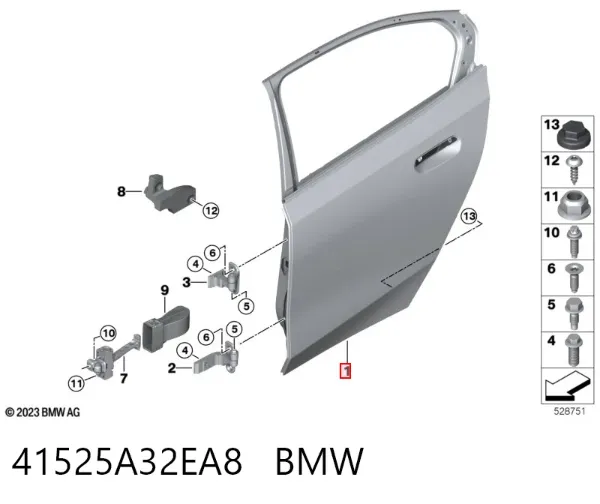 Двері задні, праві 41525A32EA8 BMW