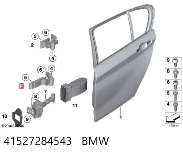 Петля заднтої двері, лівої 41527284543 BMW