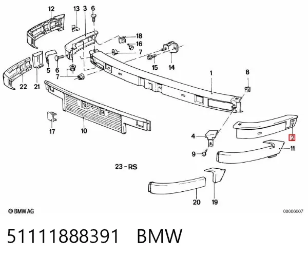 Бампер передній, ліва частина 51111888391 BMW