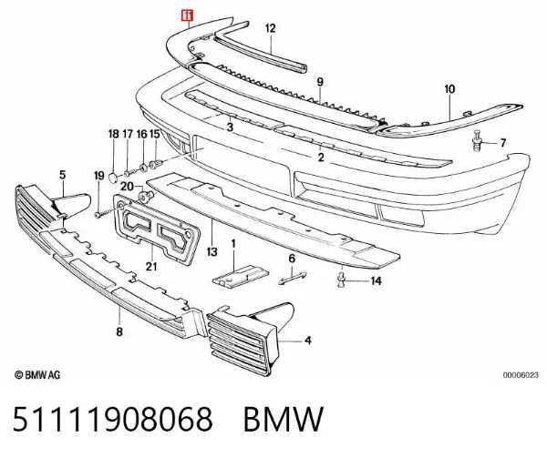 Накладка бампера переднього, ліва 51111908068 BMW