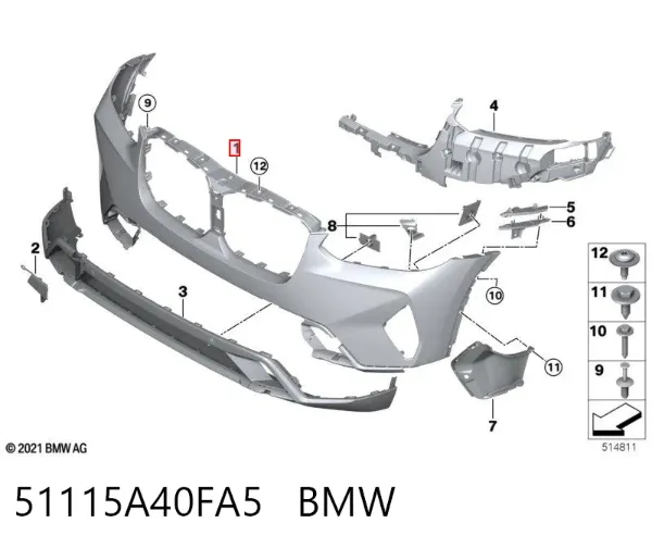 Передній бампер 51115A40FA5 BMW