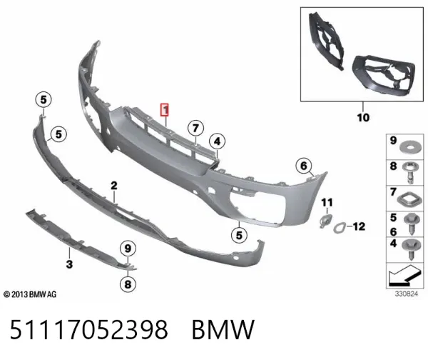 Передній бампер 51117052398 BMW