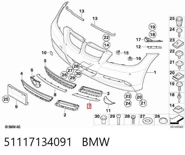 Молдинг решітки радіатора, лівий 51117134091 BMW