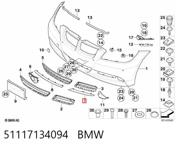Молдинг решітки радіатора, правий 51117134094 BMW