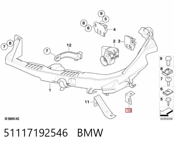Кронштейн-адаптер кріплення фари передньої, правої 51117192546 BMW