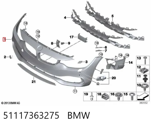 Передній бампер 51117363275 BMW