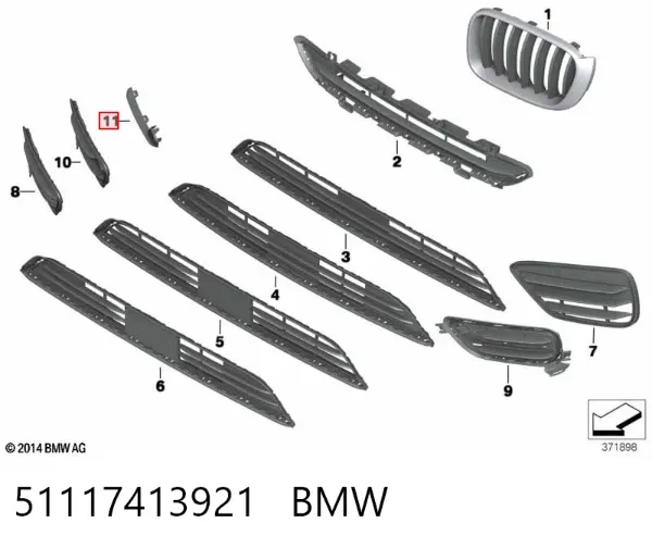Накладка бампера переднього, ліва 51117413921 BMW