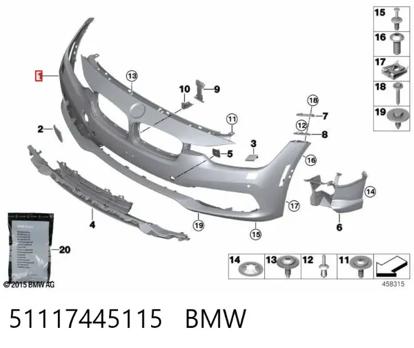 Передній бампер 51117445115 BMW
