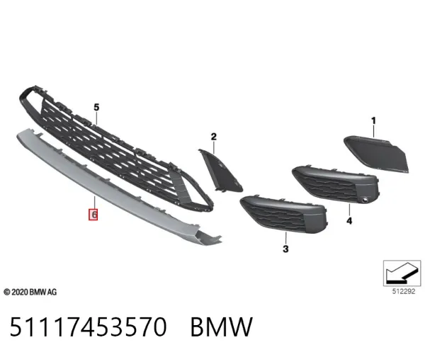 Спойлер переднього бампера 51117453570 BMW