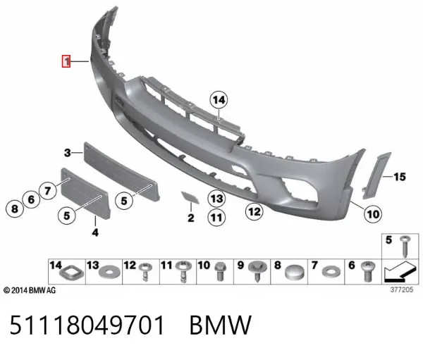 Передній бампер 51118049701 BMW