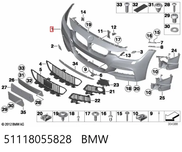 Передній бампер 51118055828 BMW