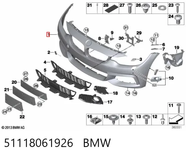Передній бампер 51118061926 BMW