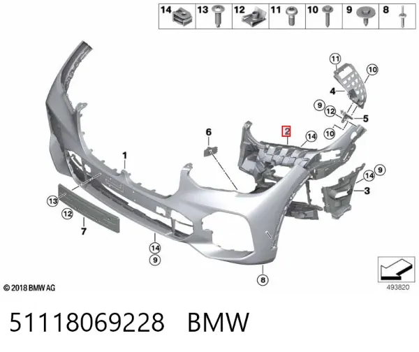 Кронштейн кріплення протитуманною фари, правої 51118069228 BMW
