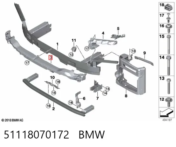 Абсорбер (наповнювач) бампера переднього 51118070172 BMW