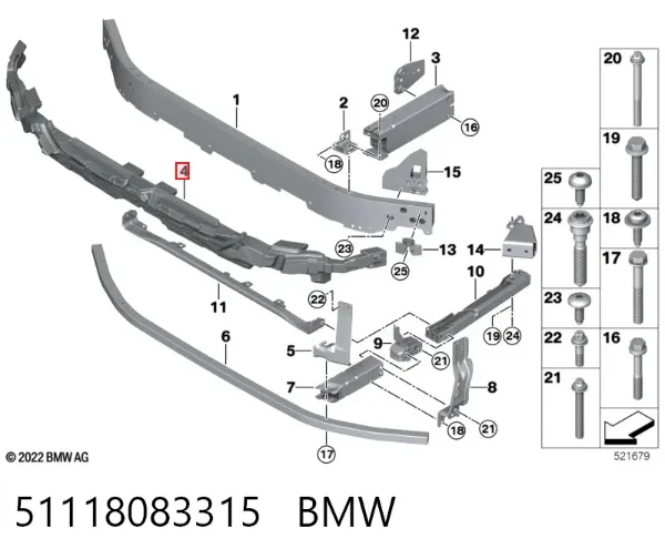 Абсорбер (наповнювач) бампера переднього 51118083315 BMW