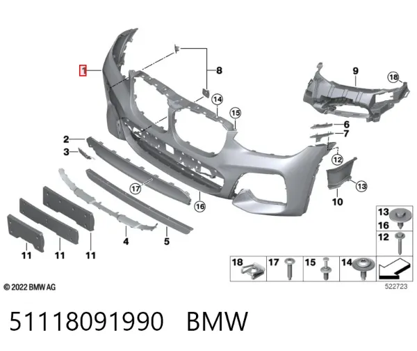 Передній бампер 51118091990 BMW