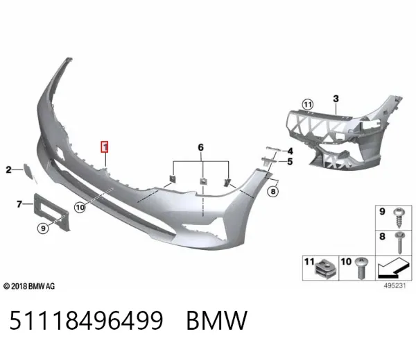 Передній бампер 51118496499 BMW