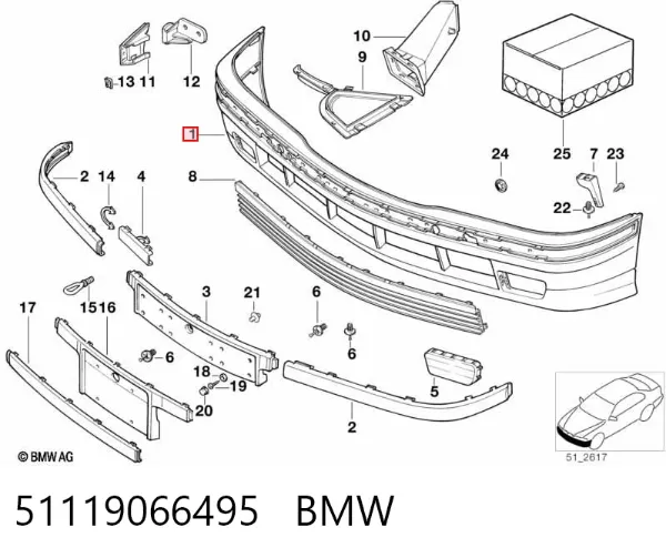 Передній бампер 51119066495 BMW