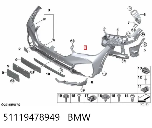 Передній бампер 51119478949 BMW