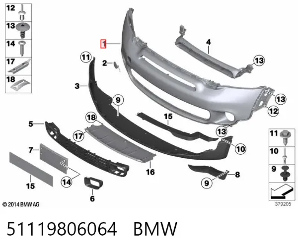Передній бампер 51119806064 BMW