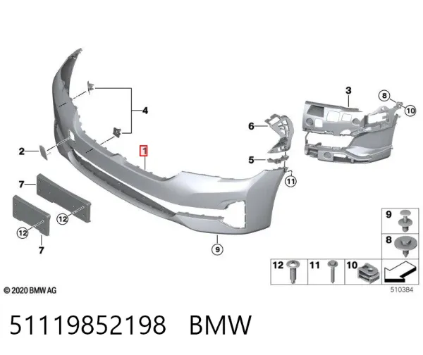 Передній бампер 51119852198 BMW