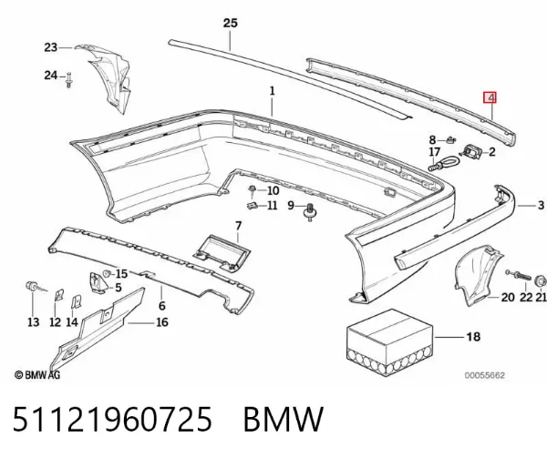 Молдинг заднього бампера, лівий 51121960725 BMW