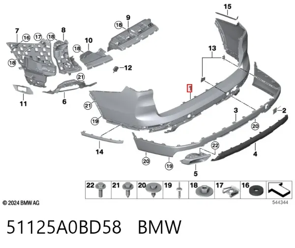Задній бампер 51125A0BD58 BMW