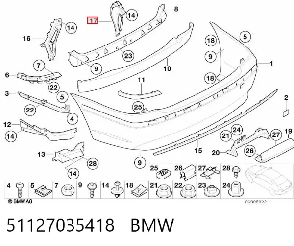 Кронштейн бампера переднього, правий 51127035418 BMW