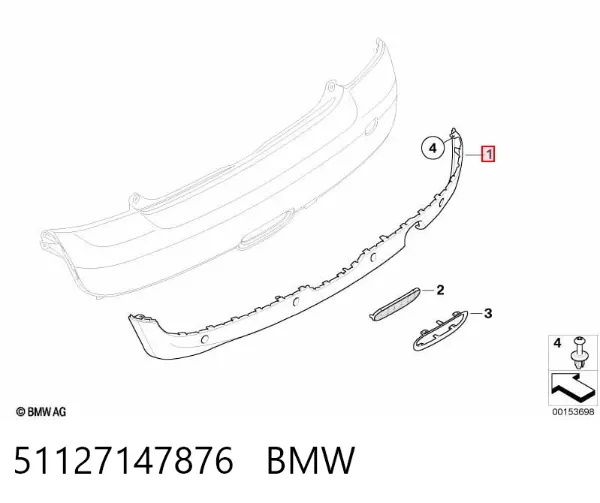 Спойлер заднього бампера 51127147876 BMW