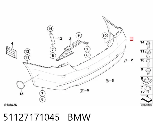 Задній бампер 51127171045 BMW