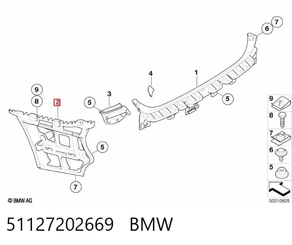 Кронштейн бампера заднього, лівий 51127202669 BMW