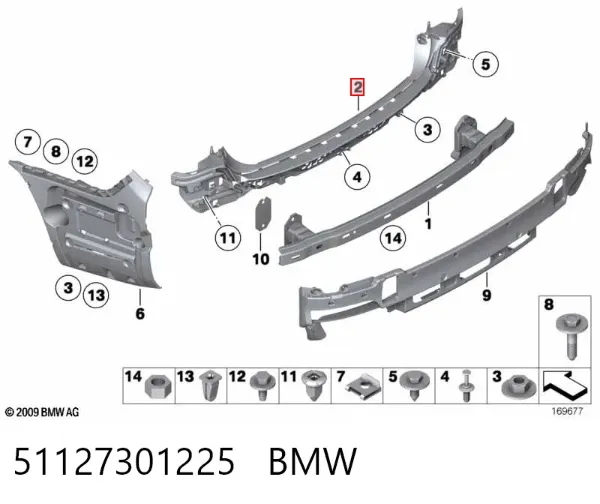 Кронштейн бампера заднього, центральний 51127301225 BMW