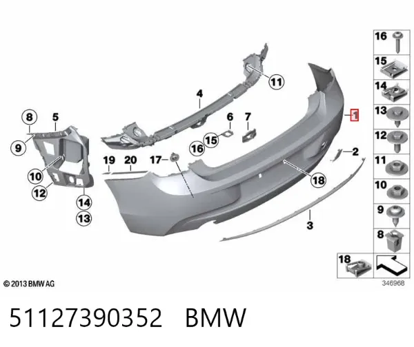 Задній бампер 51127390352 BMW
