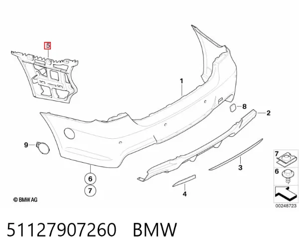 Направляюча заднього бампера, права 51127907260 BMW