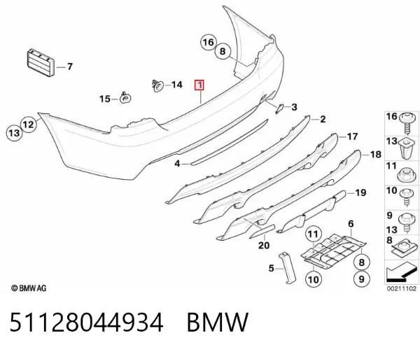 Задній бампер 51128044934 BMW