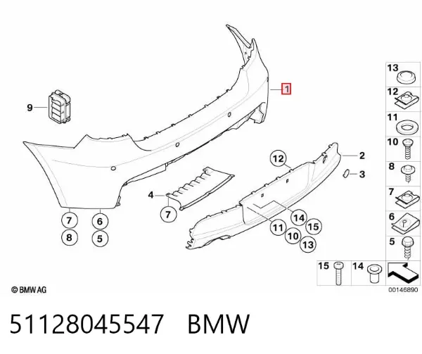 Задній бампер 51128045547 BMW