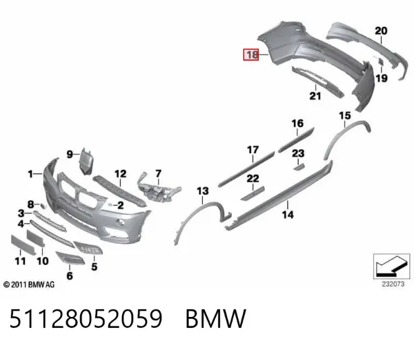 Задній бампер 51128052059 BMW