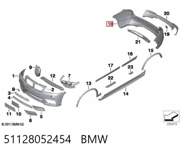 Задній бампер 51128052454 BMW