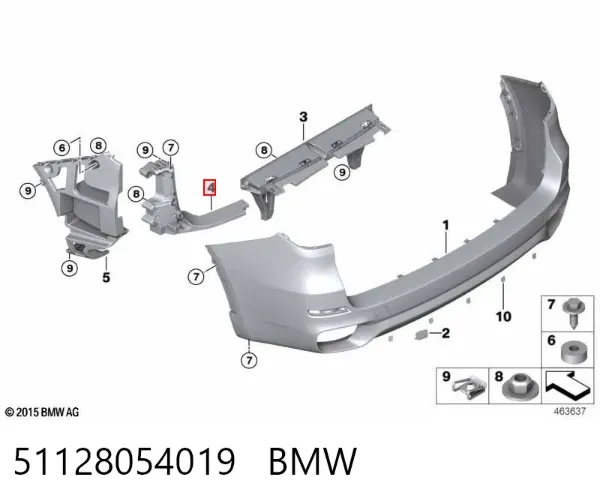 Направляюча заднього бампера, ліва 51128054019 BMW